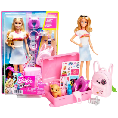 Barbie HJY18 Doll And Accessories, 'Malibu' Travel Set image