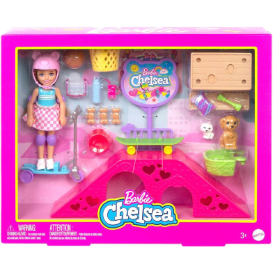 Barbie HJY35 Chelsea Doll And Skate Park Playset With 2 Puppies image