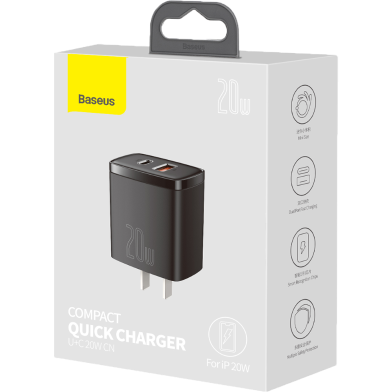 Baseus CCXJ-01 Compact Super Quick Charger Dual Port U Plus C 20W CN image