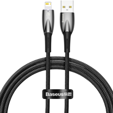 Baseus Cable For Iphone 5 6 7 8 9 X 11 12 13 14 Series Glimmer Series Fast Charging Data Cable Usb To I P 2.4A 1m Black Cadh000201 image