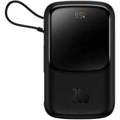 Baseus Qpow Digital Display Power Bank 10000mAh 20W Built-in Lightning Cable PPQD060001-Black image