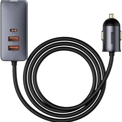 Baseus Share Together PPS multi-port Fast charging car charger with extension cord 120W 3U Plus1C (CCBT-B0G)-Gray image