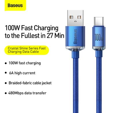 Baseus USB to Type-C 100W Crystal Shine Series Fast Charging Data Cable 1.2m Blue image