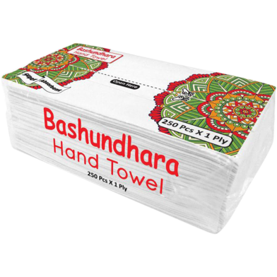 Bashundhara Hand Towel - 250 Pcs x 1 Ply Poly (White) image