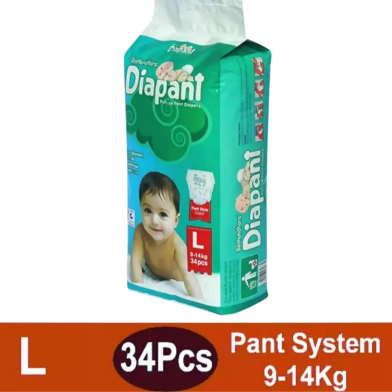 Bashundhara Pant System Baby Diaper (L Size) (9-14 kg) (34 pcs) image