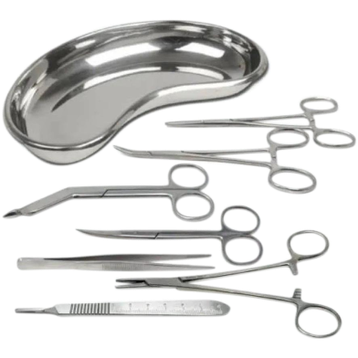 Basic Minor Surgery Kit Steel Kidney Tray Surgical Instruments Set - 8 Pcs image
