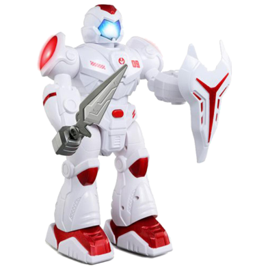 Battery Operated Electric Light Sword Shield Walking Sounding Robot Toy for Children image