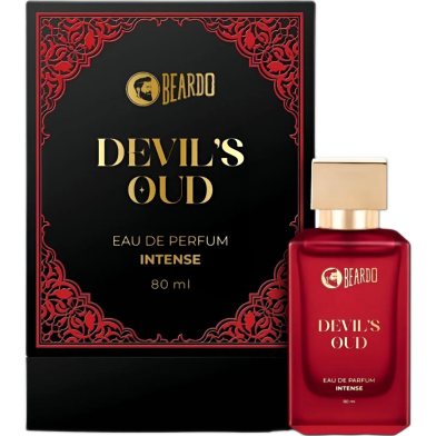 Beardo Devil's Oud Perfume for men 80ml | Leathery, Oud scent with Agarwood, Black Pepper, Musk and Cedarwood | Long Lasting Premium Mens Perfume | Best Date Night Eau de parfum for Men | Gift for men | Gift for Husband image