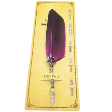 Beautiful Feather Pens Vintage Quill Oblique Dip Fountain Pen with