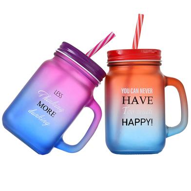 Beautiful Multi Color Mason Drinking Jar for Daily use With Portable Straw image