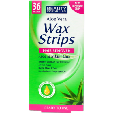 Beauty Formulas Aloe Vera Wax Strips x 36 - Face image