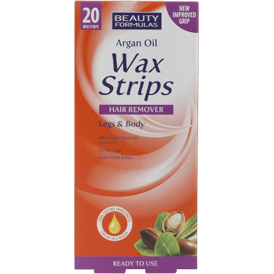 Beauty Formulas Argan Oil Wax Strips Hair Remover Legs and Body - 20 wax Strips image
