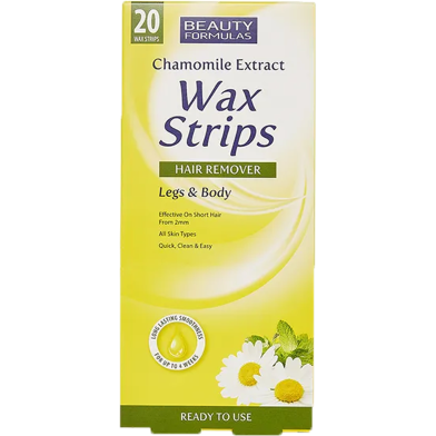 Beauty Formulas Chamomile Wax Strips Hair Remover Legs and Body 20 Strips image