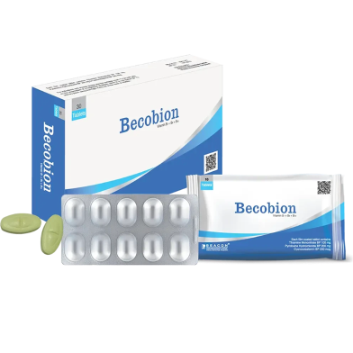 Becobion 100 mg Plus 200 mg Plus 200 mcg 10's Strip Tablet image