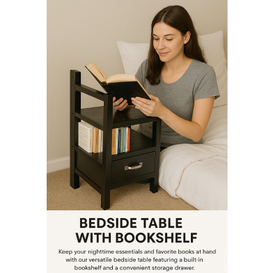 Bed Side Table With Bookshelf image