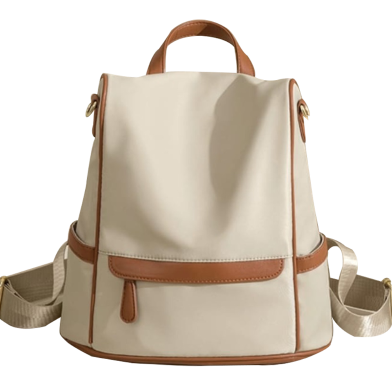 Beige and Brown Convertible Anti-Theft Backpack image