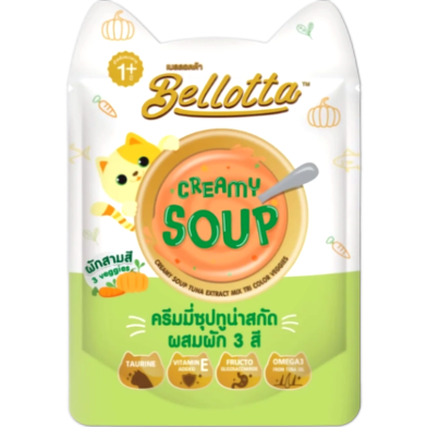 Bellotta Creamy Soup Tuna Extract Mix Tri Colour Veggies For Cat 40gm image