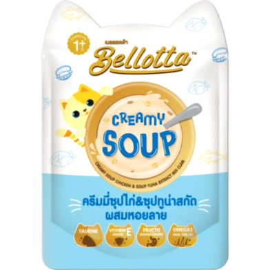 Bellotta Creamy Soup Tuna and Chicken Extract Mix Clam For Cat 40gm image