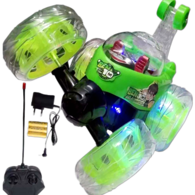 Ben 10 Car 360 Degree Stunt Rechargeable Car With Light And Music And Full Function Remote Control image