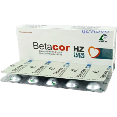 Betacor Hz 2.5 mg 6.25 mg Tablet 10's Strip image