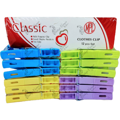 Big Size Laundry Clips 12 Pcs Set Assorted image