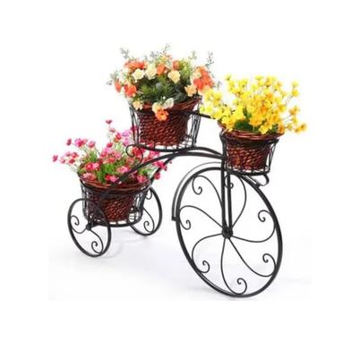 Bike Flower Pot White Garden Planter Decorative Metal Wedding Bicycle Garden Flower Stand image