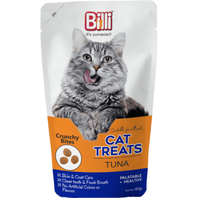 Billi Crunchy Bites Treats for Cats in Tuna 60 gm image