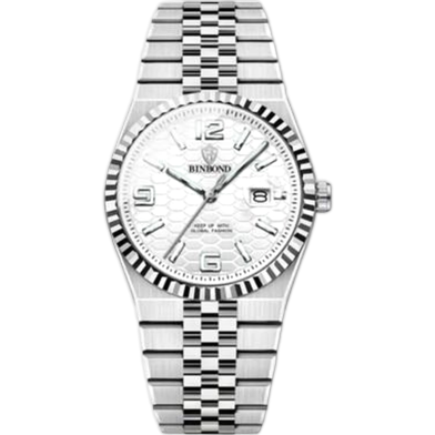 Binbond 8181 Quartz Watch For Men's - Silver Gold and Green image