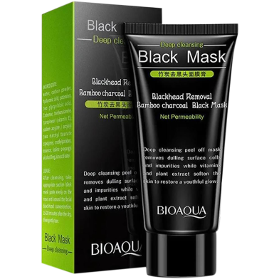 Bioaqua Bamboo Charcoal Purifying Peel-off Black Mask Blackhead Remover Acne Treatments Face Care Sunction Deep Cleansing - 60gm image