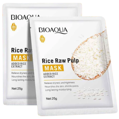 Bioaqua Rice Raw Pulp Mask Hydrating Moisturizing Face Sheet Mask Dash 25gm 2Pcs image