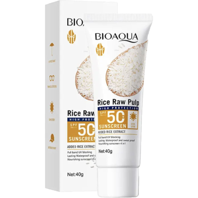 Bioaqua Rice Raw Pulp Sunscreen SPF 50 plus PA plus plus plus UVA UVB 40 gm image
