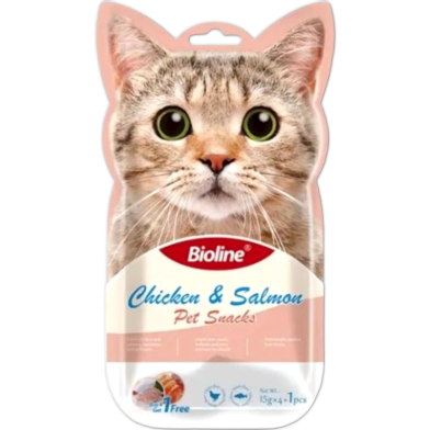 Bioline Cat Treats - Chicken and Salmon Flavor 5x15g | Cat Snacks image