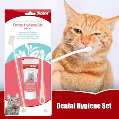 Bioline Dental Hygiene Set for Cats Toothpaste with Brush 50g image
