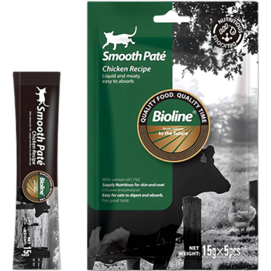 Bioline Natural Feast Smooth Pate-Chicken Recipe (15gx5pcs) | Cat Treat image