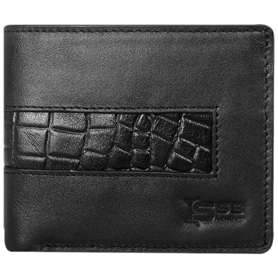 SSB Leather Black Elegance Croco Textured Leather Wallet For Men image