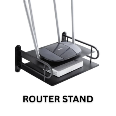 Black Metal Wireless Wifi Router Stand image