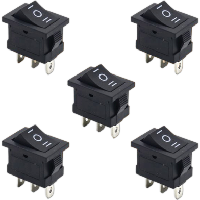 Black Mini 3 Pin On Off Switch 6A 10A 250V Xl601 3 Pin Snap In On/Off Rocker Switch 22 X 15 Mm 5Pcs image