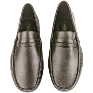 Black premium leather loafer for men image