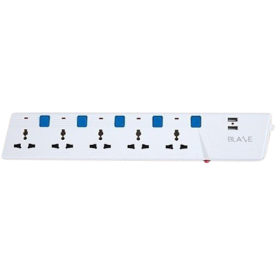 Blaze Smart Extension Socket 5 SKT, 2 Pin,2 USB Port,3 Yard/2.7 Metre image
