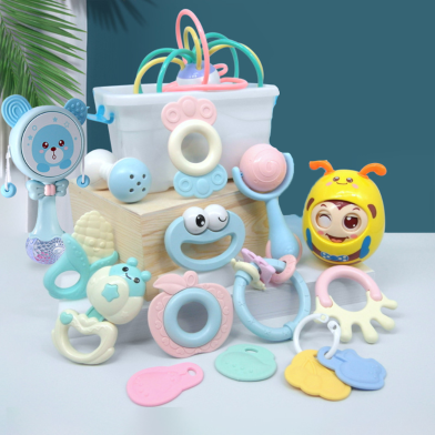 Blinking Tumbler 16pcs Set Box Premium Children's Teether Early Education Training Set Toy For Baby Hand Teether CN (Any Color) image