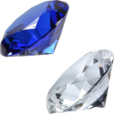 Blue Crystal Glass Diamond Paperweight 4 Inch image