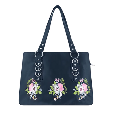 Blue Flower Embroidered Handbag For Women (BOBO-01) image