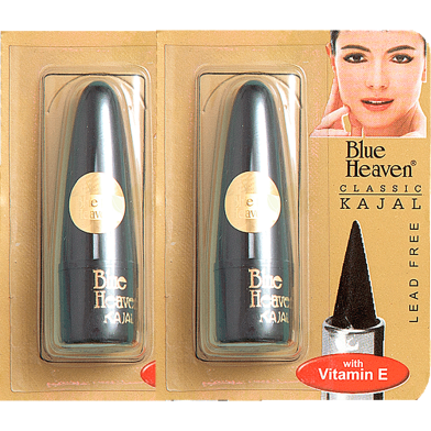 Blue Heaven Lead Free Classic KAJAL With vitamin E 2 gm Black Color Eyeliner Stick 2 Pcs image