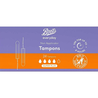 Boots Non Applicator Super Plus Tampons 24 Pcs UK image