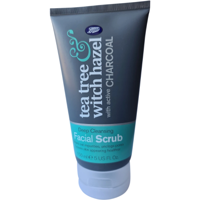 Boots Tea Tree And Witch Hazel And Charcoal Deep Cleansing Facial Scrub - 150ml image