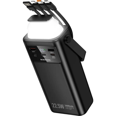 Borofone 30000 Mah 22.5 W Power Bank With Built In Cables And Led Black image