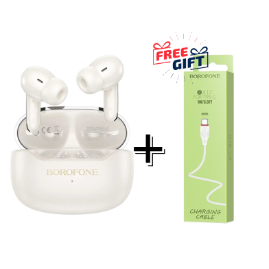 Borofone FQ1 Shine Wireless Headset (White) Buy One Get Free Type-C Cable image