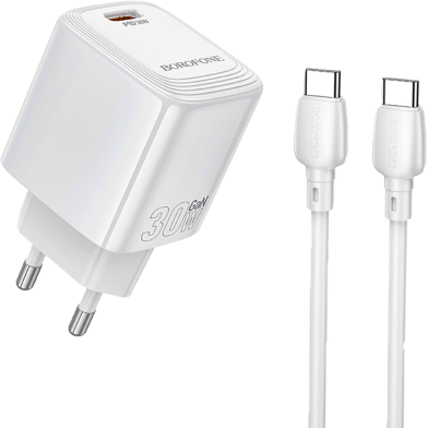 Borofone Fuente Single Port PD 30W Charger Set (C To C) EU White - BN28 image