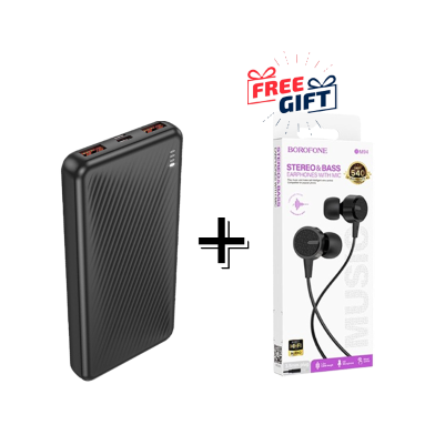 Borofone Graceful 22.5W Plus PD 20W Power Bank (10000mAh) Black - BJ56 Buy One Get Free Headphone image