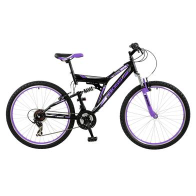 Boss Venom Ladies Full Suspension Mountain Bike, 18Inch Frame, 26 Inch  Wheel Black/Purple 849353 Non-Brand